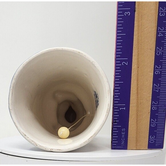 Vintage Delft Blue Teddy Bear Bell Handle 4.5" Blue & White Ceramic Windmill - Picture 10 of 11